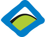 Logo Naturpark SSW (Zeichnung blaue Raute, in der Mitte ein grner Hgel)