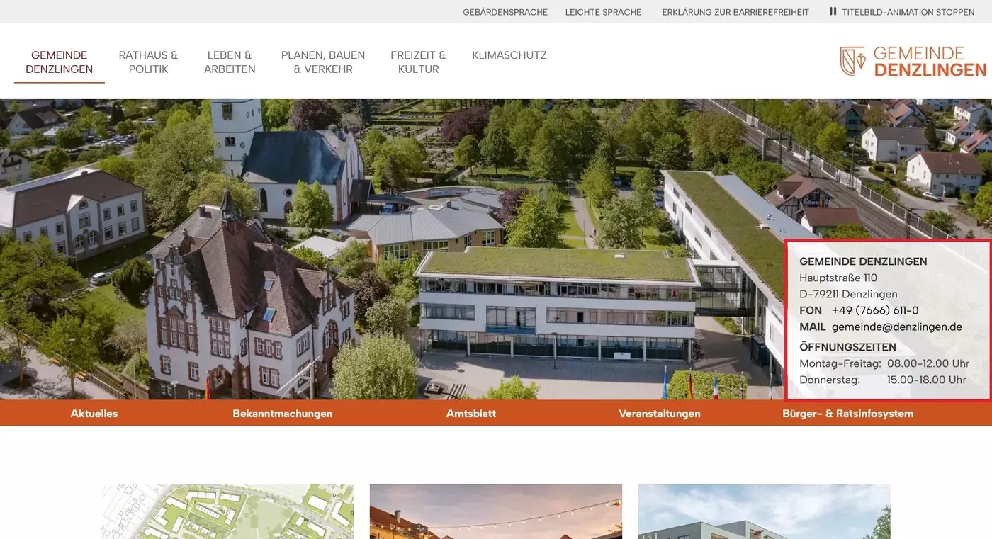 Kontaktdaten der Gemeinde Denzlingen