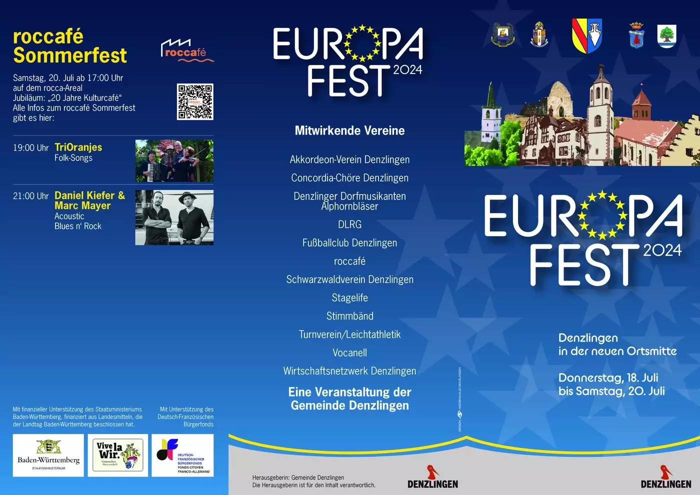 Flyer Europafest 2024 Denzlingen Seite 1 - Programm
