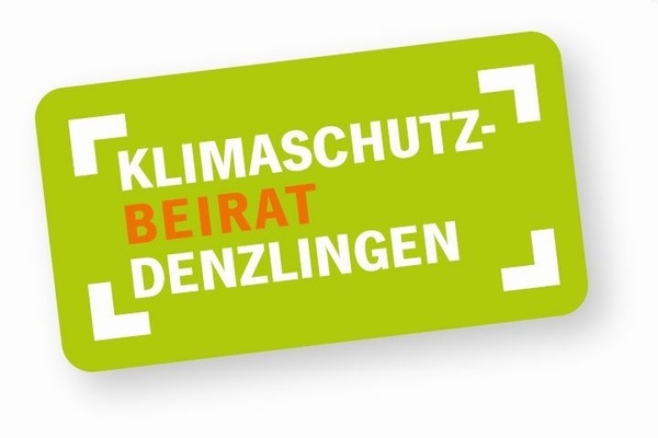 Logo Klimaschutz mit weiß-oranger Schrift auf grünem Hintergrund