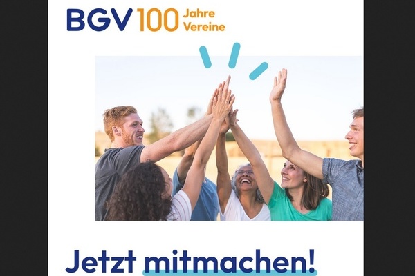 BGV 100 Jahre Vereine Jetzt mitmachen - Sechs fr&ouml;hliche Menschen, die sich feierlich abklatschen
