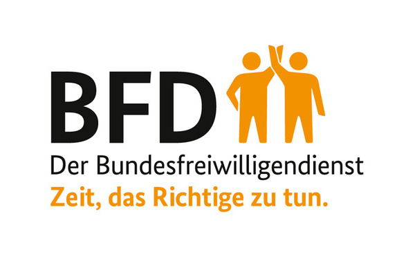 Logo Bundesfreiwilligendienst in schwarz-ockerfarbener Schrift auf weißem Hintergrund