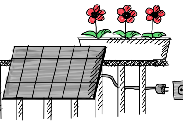 Skizze eines Balkon-Solarmoduls von Verena Quadt