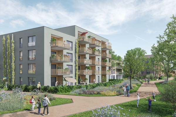 Visualisierung des Quartiers K&auml;ppelematten in Denzlingen. Erstellt durch Link 3D Visualisierung.