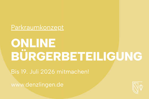 Gelber Untergrund, wei&szlig;e Schrift - Online B&uuml;rger Beteiligung Parkraumkonzept