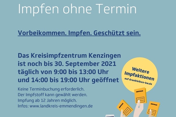 Kreisimpfzentrum noch bis 30. September 2021 geöffnet 