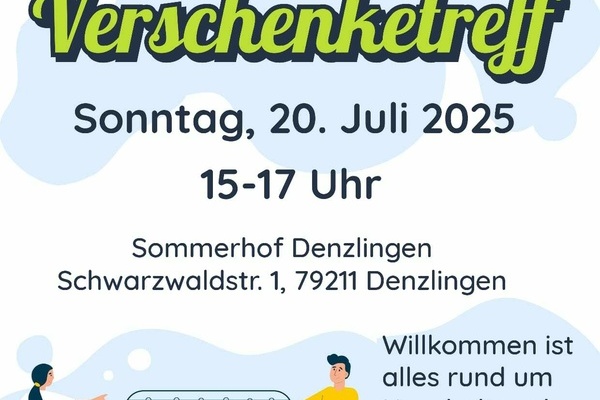 Verschenktreff Plakat - dunkle Schirft auf hellem Untergrund, grafische Elemente Verschenktreff Plakat - dunkle Schirft auf hellem Untergrund, grafische Elemente